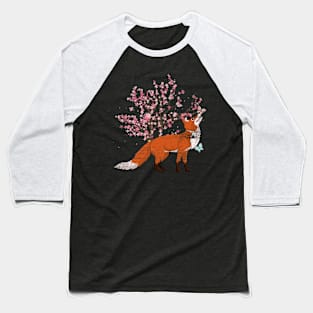 Nature Cherry Blossom Tree Cute Forest Animal Fox Baseball T-Shirt